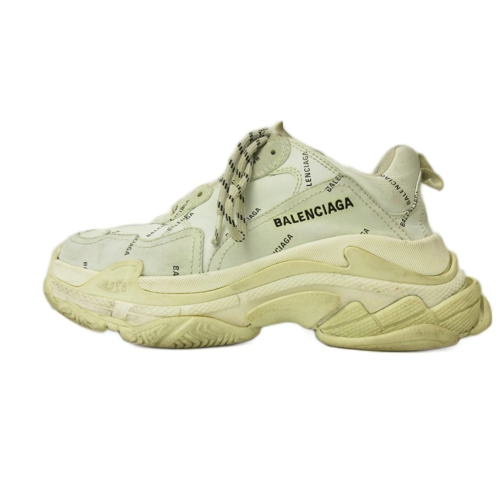 【中古】バレンシアガ BALENCIAGA Triple S トリプルエス スニーカー シューズ ローカット 厚底 レザー 40 26.5cm 白 ホワイト 0326 IBO90 メンズ 【ベクトル 古着】 260326