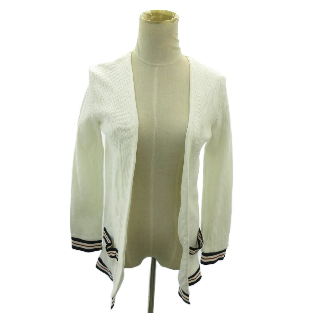 【中古】トム赤銅色 THOM BROWNE 美品 編み物 ジレー ワンポイント トリコロール 長袖 38 白 白いこと FJT265A-J0068-100 0302 IBO92 レディース 【ベクター 古着】 260302