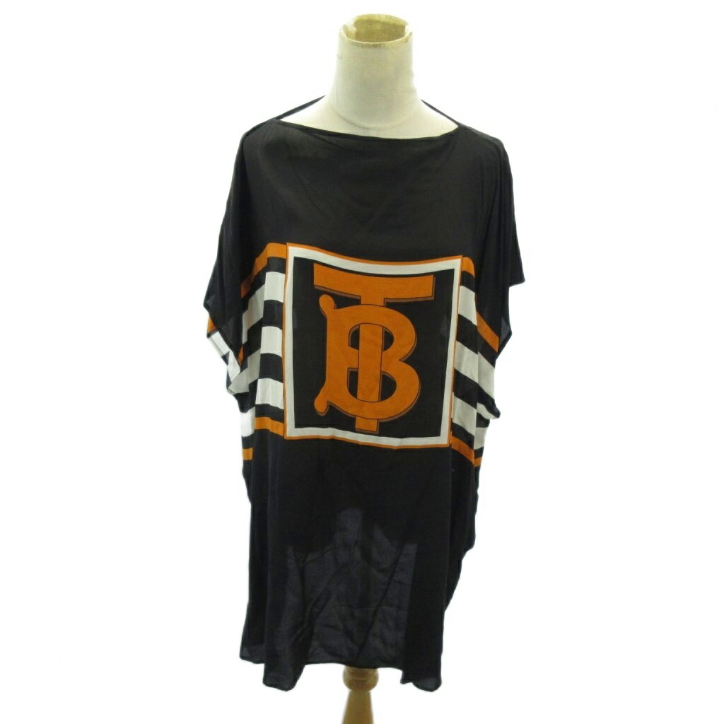 【中古】赤ちょうちんバリー BURBERRY 滅多に無い 2019 ビーチカプセルコレクション カットソー 結核症ロゴタイプ 絹地 ノースリーブ S 黒 黒いこと 0302 IBO92 レディース 【ベクター 古着】 260306