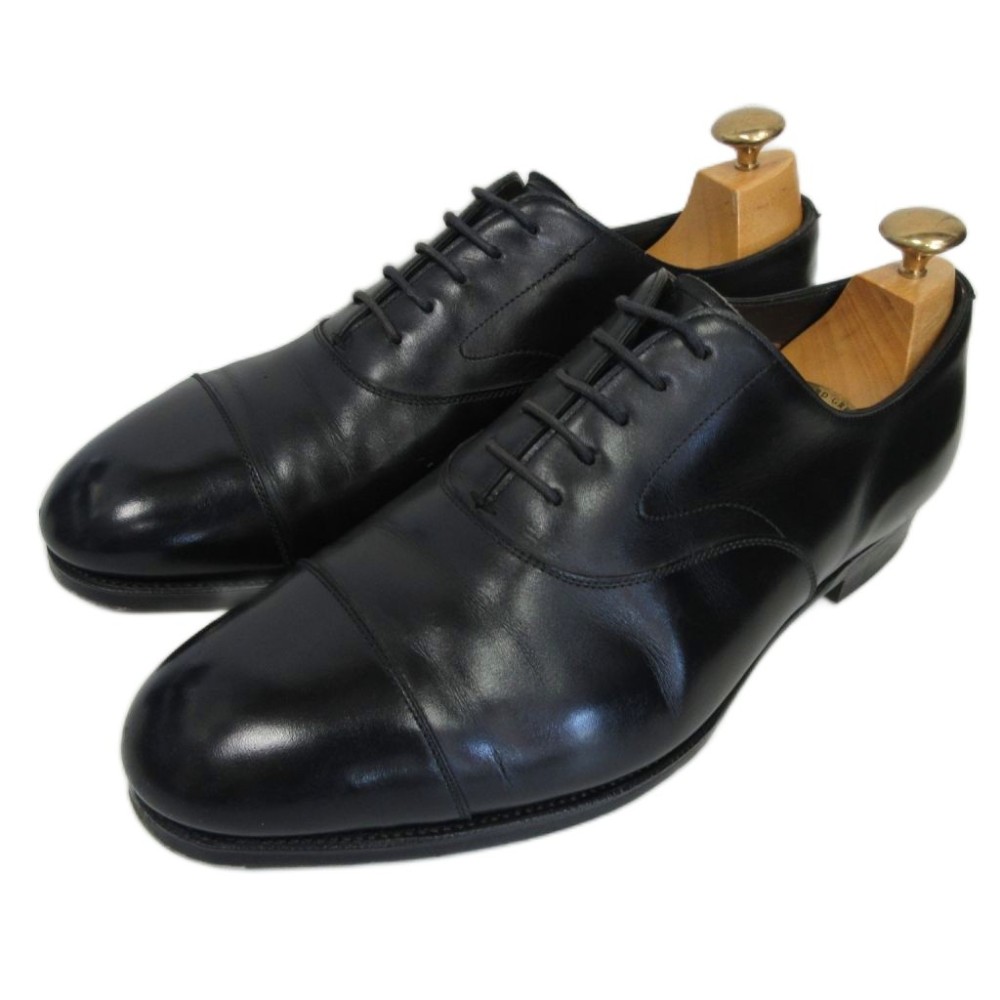 【中古】エドワードグリーン EDWARD GREEN 最高級 英国製 チェルシー CHELSEA オックスフォードシューズ ラストF202 革靴 レザー ビジネス ストレートチップ 内羽根 シューツリー付 黒 ブラック 7.5F 26cm相当 0305 IBO80 メンズ 【ベクトル 古着】 260305