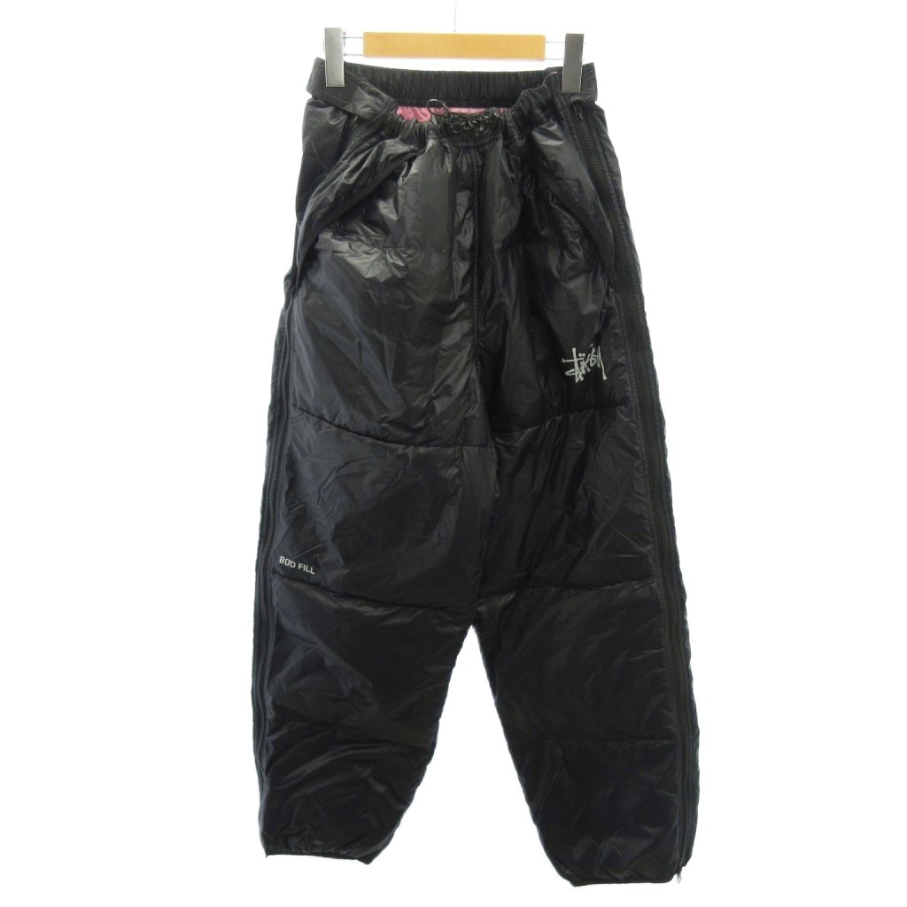 【中古】ステューシー STUSSY 美品 MICRO RIPSTOP DOWN PANT イージーパンツ 落ちこむ ロゴタイプ 刷り上げる S 黒 黒いこと 0313 メンズ 【ベクター 古着】 260313