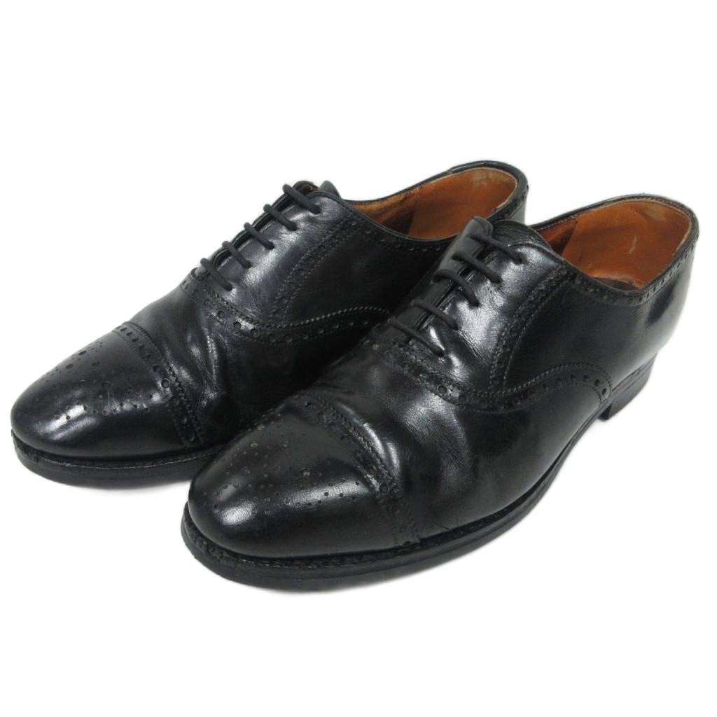 【中古】ジョンロブ JOHN LOBB ソーントン Saunton ドレスシューズ 革靴 レザー 内羽根 セミブローグ ラスト7000 英国製 約25.5-26cm 黒 ブラック IBO92 メンズ 【ベクトル 古着】 260312