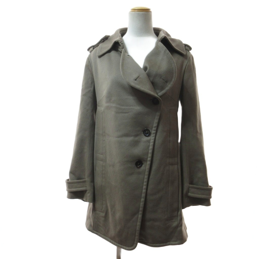 【中古】セリーヌ CELINE 羊毛 非対称 トレンチコート 三尺帯ひな形 肩章 36 赤銅色 ■MNK7 レディース 【ベクター 古着】 260331