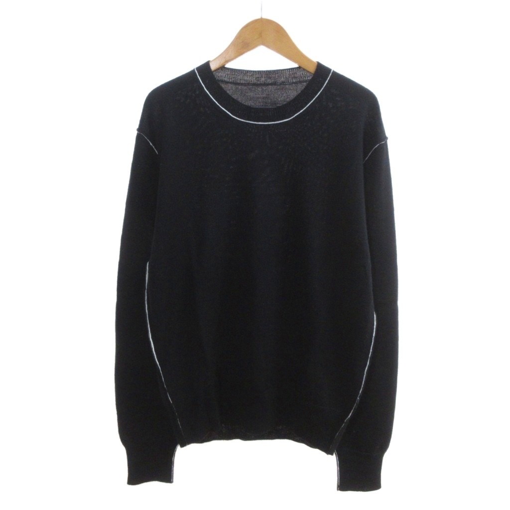 【中古】エムエムシックス メゾンマルジェラ MM6 Maison Margiela 24SS パイピング クルーネックニット セーター M 黒 ブラック メンズ 【ベクトル 古着】 260409