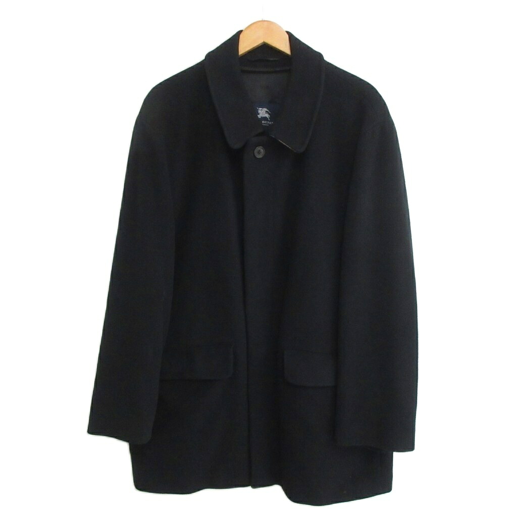 【中古】赤ちょうちんバリー 大ロンドン BURBERRY LONDON ステンカラー厚地の外套 毛糸 メルトン 真っただ中丈 ノバチェックライナー付 48 黒 黒いことIBO96 メンズ 【ベクター 古着】 260525