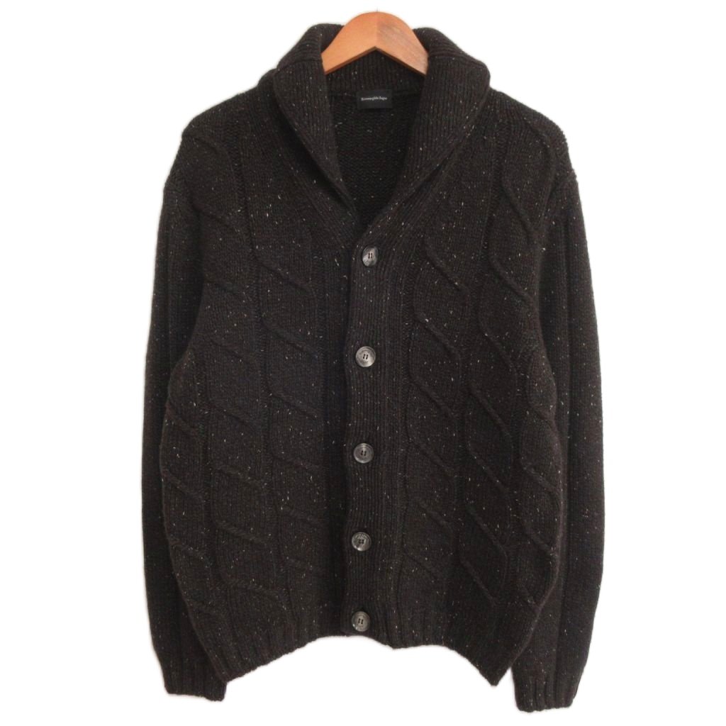 【中古】エルメネジルドゼニア Ermenegildo Zegna 編み物ジレー 羊毛 肩かけ色合い メランジ 有線テレビ編み M うす暗い赤銅色×うす暗い緑であること ■MNK9 メンズ 【ベクター 古着】 260605