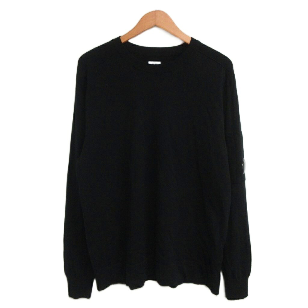 【中古】シーピーカンパニー C.P.COMPANY 24AW エクストラファインメリノウール クルーネックニット レンズ XL 黒 ブラック メンズ 【ベクトル 古着】 260701｜ブランド古着の買取販売ベクトル