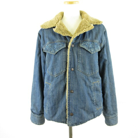 【中古】ハク 百貨店薄荷 H.A.K ジーンズ上衣 Gジャン 長袖 ボア 青 *T281 レディース 【ベクター 古着】 250909