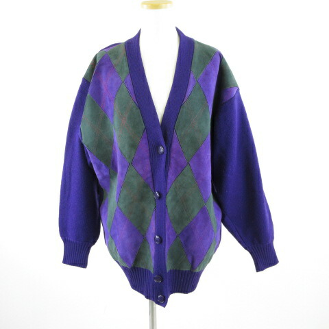 【中古】セリーヌ CELINE ジレー 長袖 編み物 スエードクロス ヴィンテージ 紫 40 *T803 レディース 【ベクター 古着】 251022