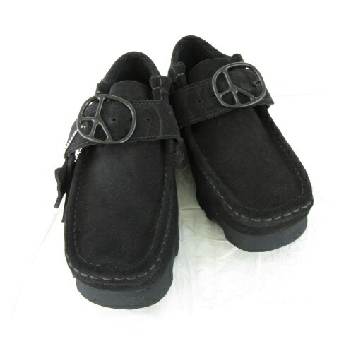 【中古】未使用品 クラークス clarks ニードルス needles コラボ WALLABEE スエードシューズ ローファー 靴 黒 24.5cm *A745 メンズ レディース 【ベクトル 古着】 251107