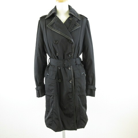 【中古】コムサデモード COMME CA DU MODE トレンチコート 長袖 ロング レザー 黒 9 *T98 レディース 【ベクトル 古着】 251127