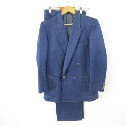 【中古】SCHICK&SCHICK セットアップ スーツ ダブルジャケット ロングパンツ 青 *T343 レディース 【ベクトル 古着】 251222
