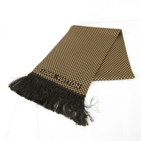 【中古】ルイヴィトン LOUIS VUITTON ダミエ エシャルプスモーキング 袈裟 えり巻き 茶 *A837 レディース 【ベクター 古着】 260227