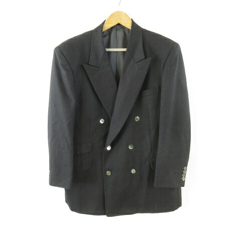 【中古】LORD WEST ジャケット ブレザー 長袖 ストライプ 黒 *T268 メンズ 【ベクトル 古着】 260320
