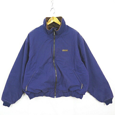 【中古】エルエルビーン L.L.BEAN Wool Lined Leather Collar Cotton Canvas Jacket ブルゾン XL-XXL程度 ブルーパープル ヴィンテージ 2sa7156 メンズ 【ベクトル 古着】 260103