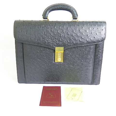 【中古】オーストリッチレザー ブリーフ入れもの 商行為御徒面子 A4相応う 文字盤鍵を掛ける 黒いこと 美品 2sa7316 メンズ 【ベクター 古着】 260227 バッグ・小物・ブランド雑貨-メンズバッグ-ビジネスバッグ・ブリーフケース