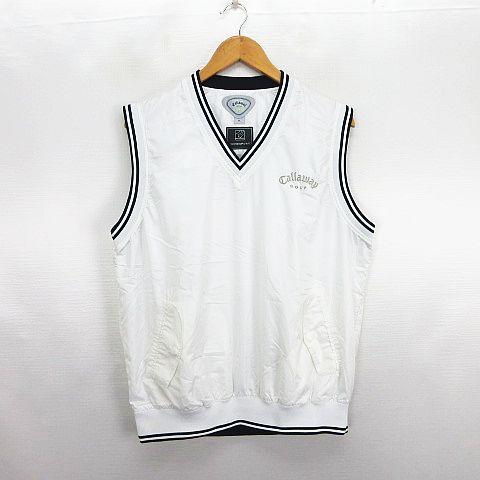 【中古】キャロウェイ CALLAWAY GOLF WIND SPORT ベスト Vネック ロゴ 裏メッシュ LL ホワイト ※EKM メンズ 【ベクトル 古着】 260328