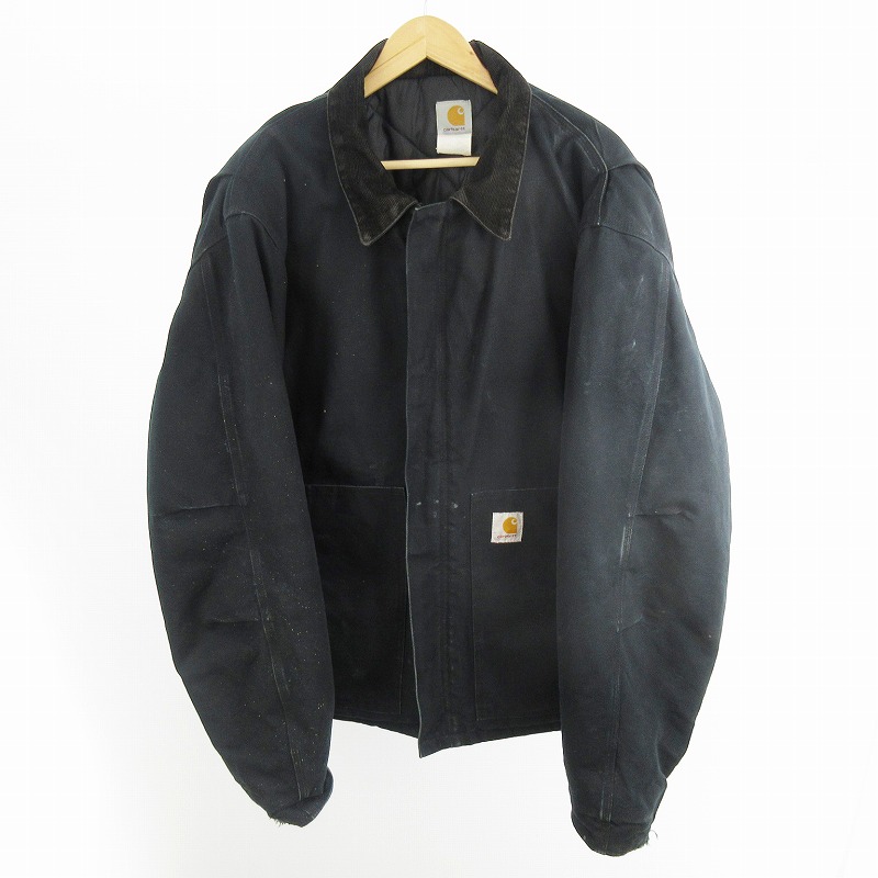 【中古】鉄道車両ハート形 carhartt 50 TRADITIONAL JACKET 古典的 上衣 中綿 襟コール天 J02 BLK 黒いこと 黒 ヴィンテージ 年寄りの アウター メンズ 【ベクター 古着】 250715