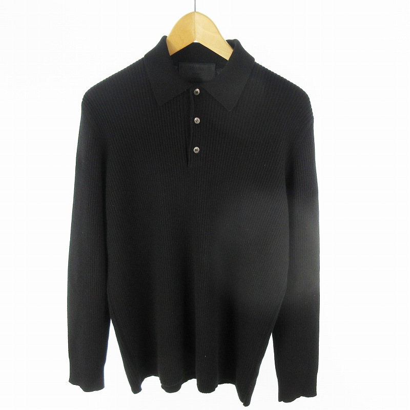 【中古】プラダ PRADA カシミール100％ スウェーター 編み物 二分の一名取り草 黒 黒いこと 無地 52 トップス  メンズ 【ベクター 古着】 250715