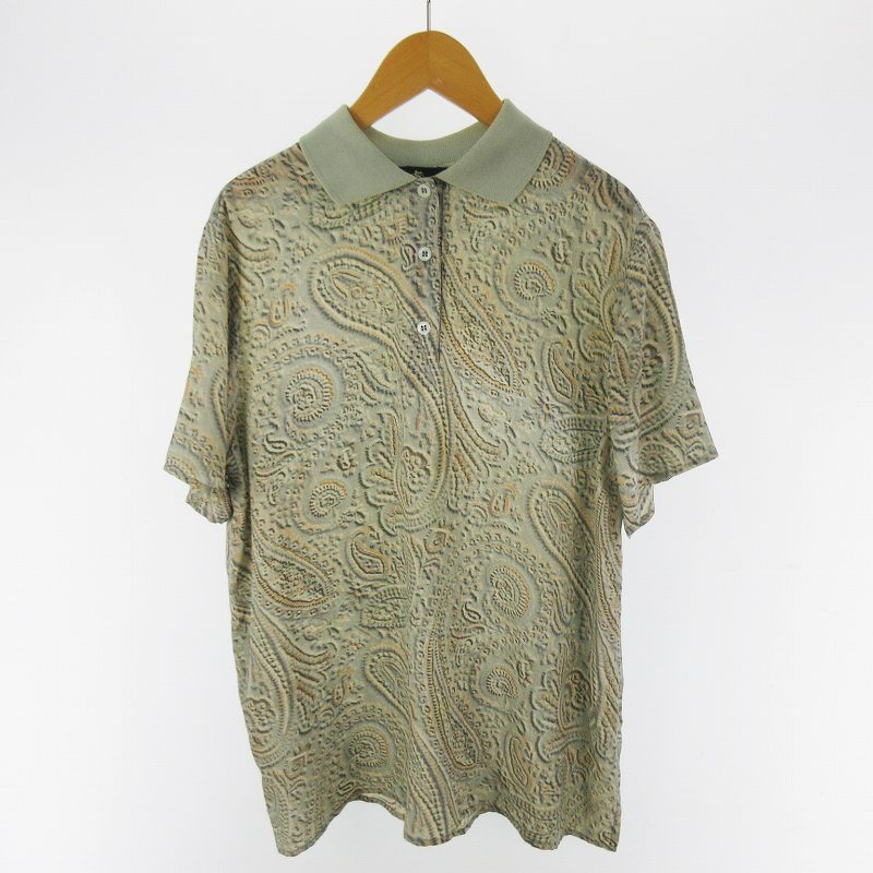 【中古】エトロ ETRO ポロシャツ 半袖 ペイズリー柄 シルク グリーン オレンジ 46 トップス メンズ 【ベクトル 古着】 250824