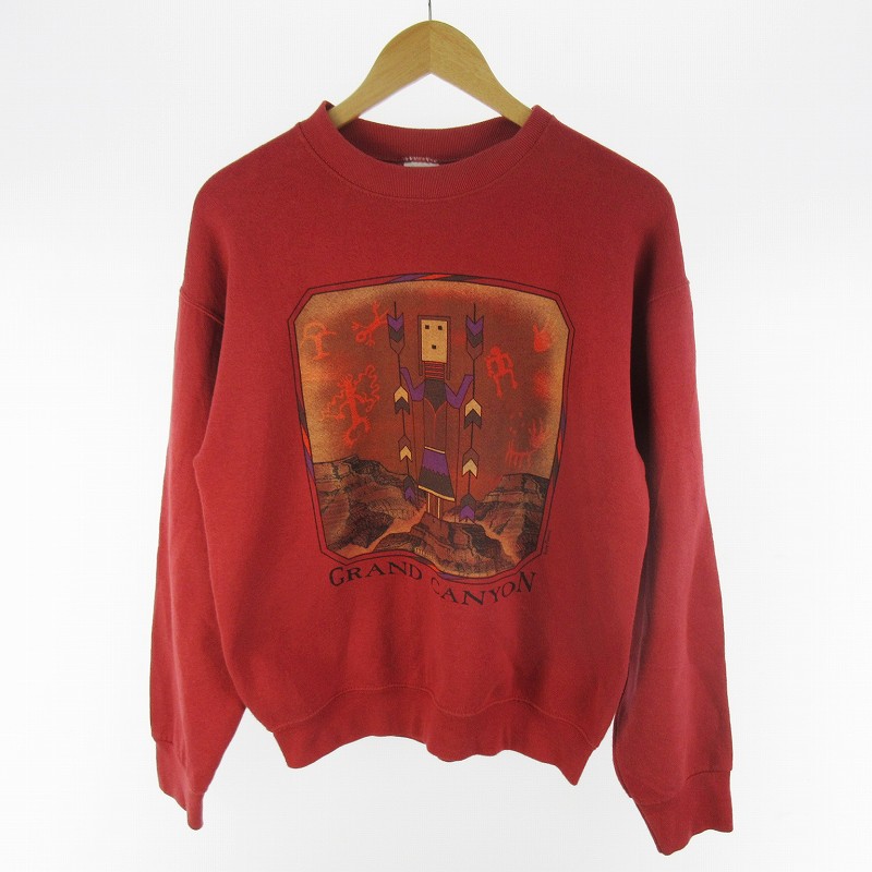【中古】90s USA製 FRUIT OF THE LOOM フルーツオブザルーム BEST 流汗 調教師 M グランドキャニオン GRAND CANYON 赤いこと 赤 ヴィンテージ 年寄りの メンズ 【ベクター 古着】 260201