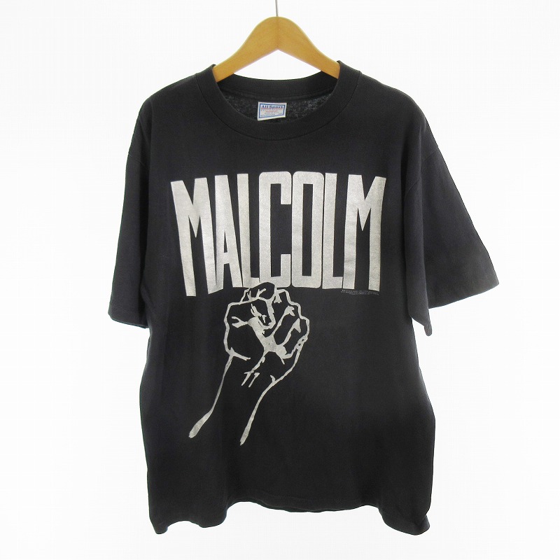 【中古】USA製 90s ALL SPORT オールスポート MALCOLMX マルコムエックス L ティーシャツ 半袖 黒いこと 黒 ロゴタイプ 刷り上げる ヴィンテージ 年寄りの メンズ 【ベクター 古着】 260412