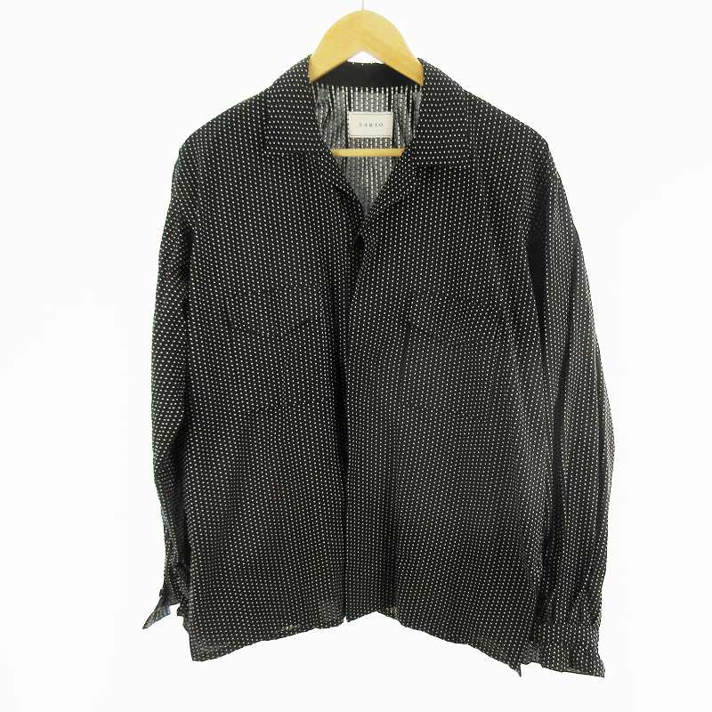 【中古】SARTO サルト 25SS Ｍ OPEN COLLAR BLOUSE オープンカラーシャツ 長袖 ドット 水玉柄 251-15-001 ブラック ホワイト 黒 白 コットン メンズ 【ベクトル 古着】 260413｜ブランド古着の買取販売ベクトル