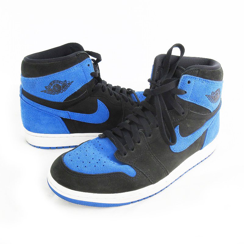 【中古】ナイキ NIKE US10 28ｃｍ DZ5485-042  Air Jordan 1 Retro High OG Royal Reimagined エアジョーダン スニーカー 靴 ロイヤル青碧 黒いこと メンズ 【ベクター 古着】 260503