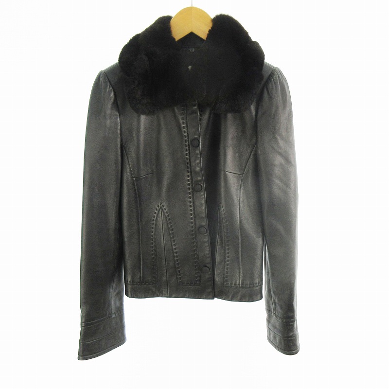 【中古】トゥービーシック TO BE CHIC 40 レザージャケット 革ジャン ライダース 羊革 ラビットファー 黒 ブラック アウター レディース 【ベクトル 古着】 260605｜ブランド古着の買取販売ベクトル