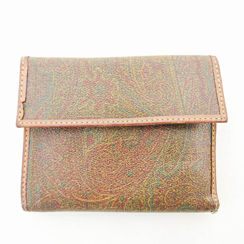 【レア・美品】ETRO エトロ 2つ折り財布 ペイズリー PVC×本革レディース ETRO エトロ ペイズリー柄 二つ折り財布（小銭入れなし） PVC