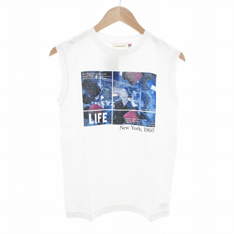 【中古】未使用品 グッドロックスピード GOOD ROCK SPEED タグ付き Tシャツ カットソー プリント ノースリーブ F 白 ホワイト /AE レディース 【ベクトル 古着】 250710