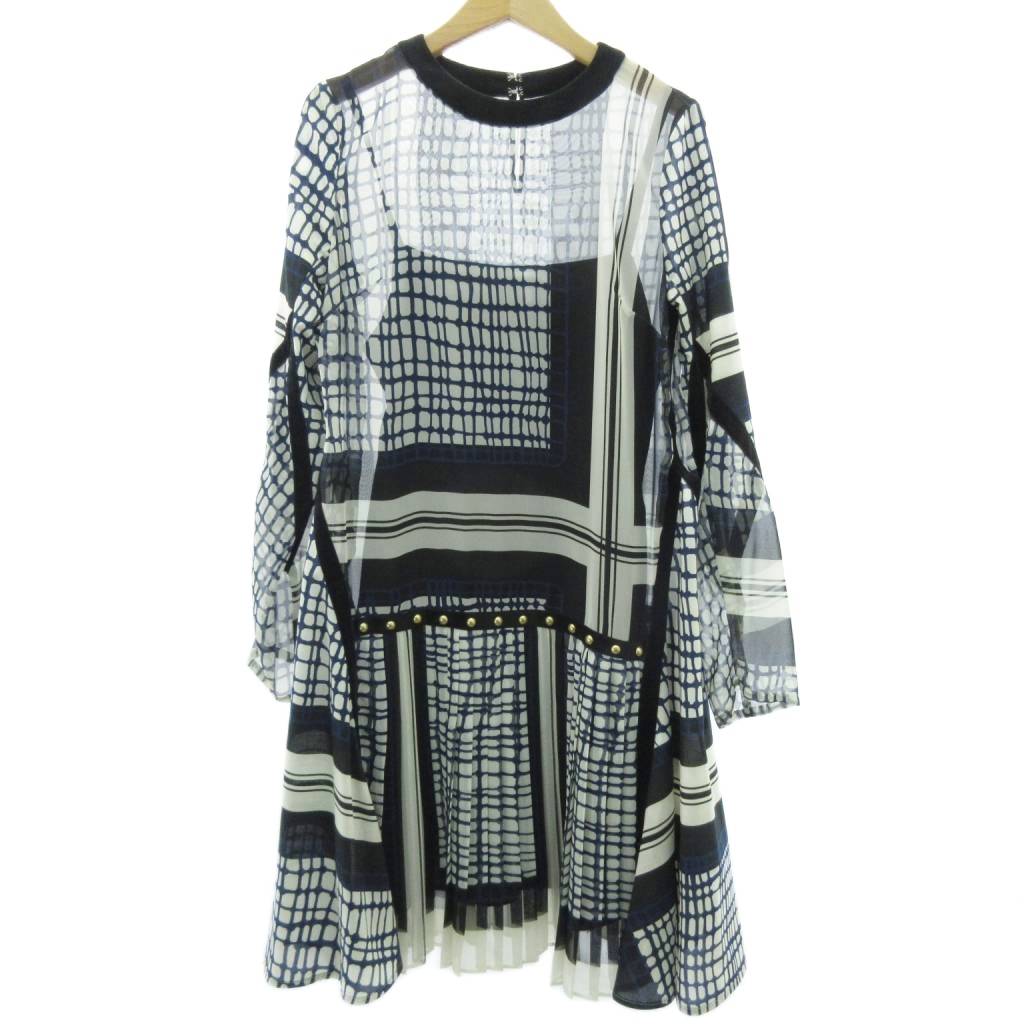 【中古】サカイ sacai 美品 プリーツ チェック ワンピース スカート スタッズ ロング マルチカラー 1 約S 16-02762 レディース 【ベクトル 古着】 251005