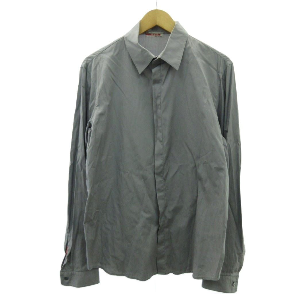 【中古】プラダスポーツ PRADA SPORT 00s ティーシャツ 比翼名取り草 ロゴタイプ 薄墨色 M メンズ 【ベクター 古着】 251209