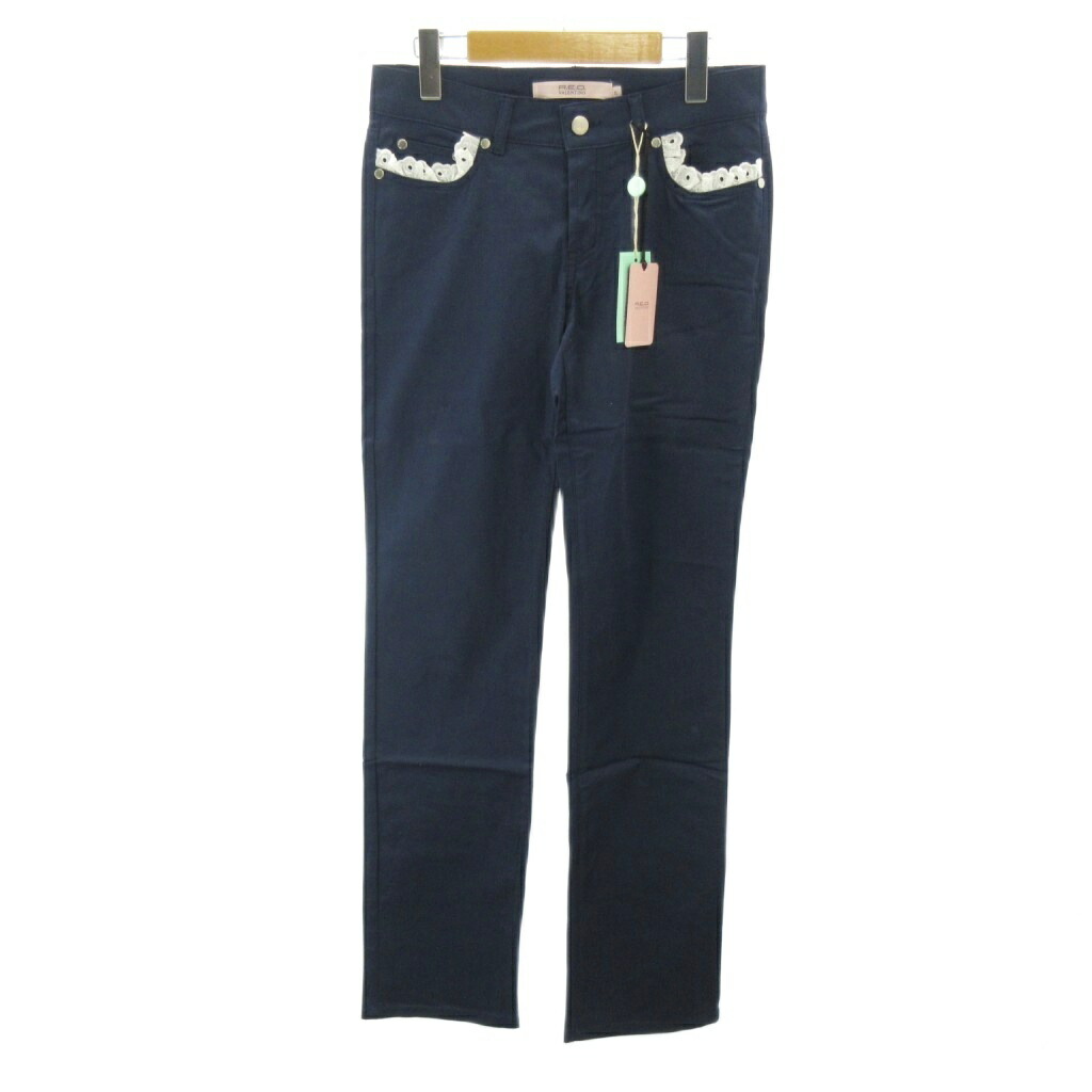【中古】未使用品 レッド ヴァレンティノ RED VALENTINO タグ付き チノパン パンツ ストレート フリル 27 紺 ネイビー 0403 レディース 【ベクトル 古着】 260403