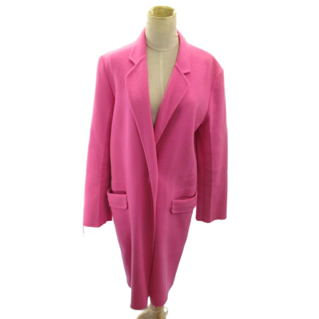 【中古】ヘルムートラング HELMUT LANG 18AW チェスターコート ウール カシミヤ混 ロング丈 S ピンク 0331 レディース 【ベクトル 古着】 260331