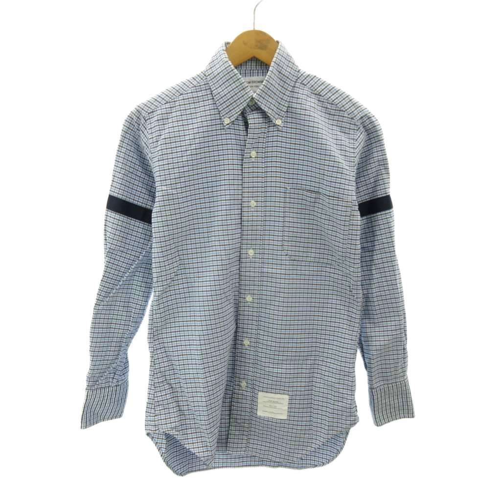 【中古】トム赤銅色 THOM BROWNE 名取り草落ちこむ BDプルオーバー 読み合わせる柄 長袖 USA製 00 白 青 白いこと 青色 0419 ■MNK7 メンズ 【ベクター 古着】 260419