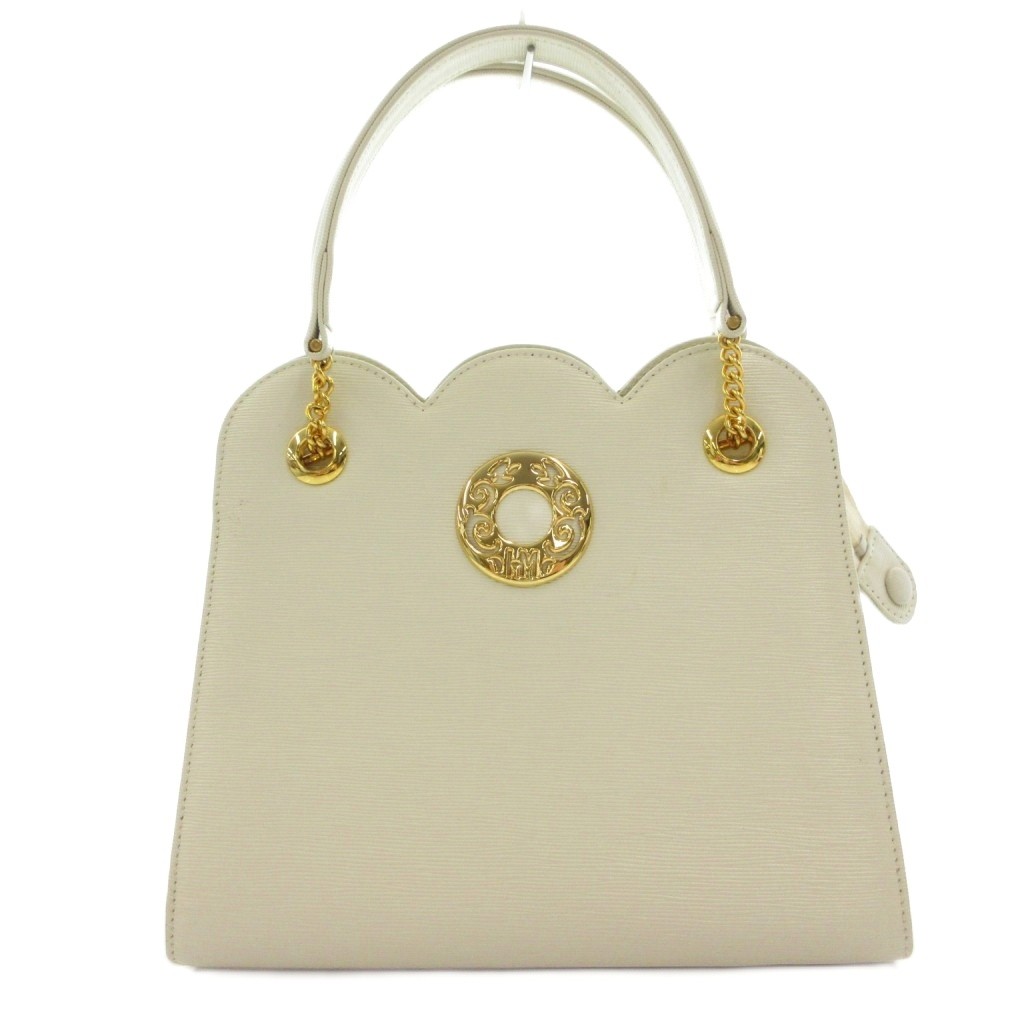 【中古】ハナエモリ HANAE MORI スカロップ 倶楽部ロゴタイプ ハンドバック 白 白いこと セレモニ /SC ■GY99 レディース 【ベクター 古着】 260605