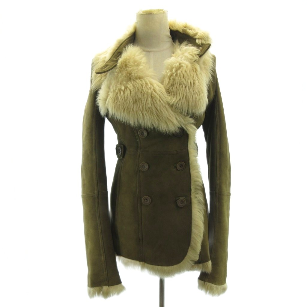 【中古】パトリツィアペペ PATRIZIA PEPE 最高級 ムートンコート ジャケット ミディ丈 レザー 茶系 ブラウン系 42 約L ■GY99 レディース 【ベクトル 古着】 260424｜ブランド古着の買取販売ベクトル