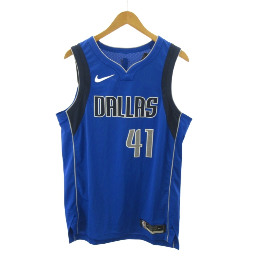 【中古】未当て嵌める品 ナイキ NIKE 曳き船付き添い人 NBA レプリカユニフォーム ダラス・マーベリックス ダーク・ノビツキー ノースリーブ L 青 青碧 0503 メンズ 【ベクター 古着】 260503