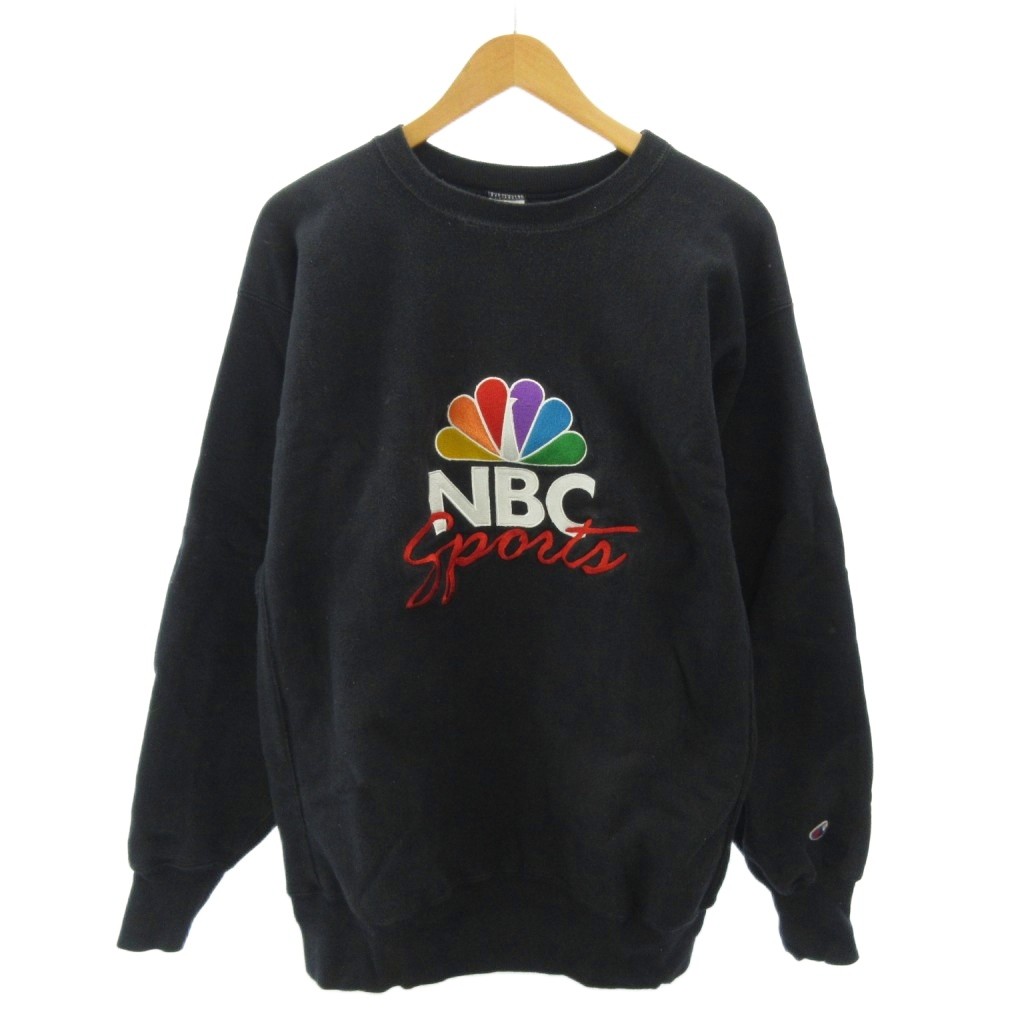 【中古】はやりっ子 CHAMPION リバースウィーブ REVERSE WEAVE ヴィンテージ 90s 流汗 調教師 ロゴタイプ 刺しゅう NBC SPORT XXL 黒 黒いこと 0427 メンズ 【ベクター 古着】 260427
