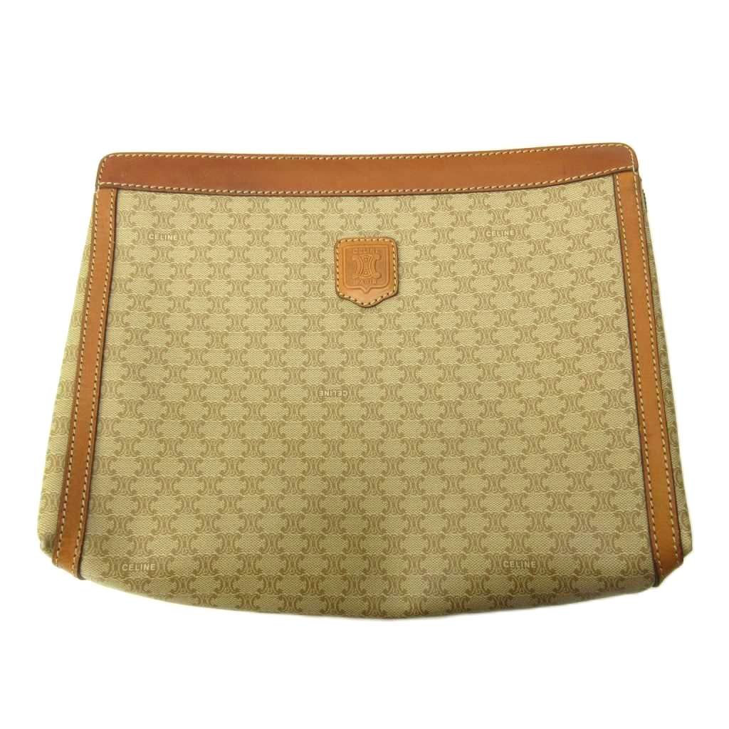 【中古】セリーヌ CELINE 年寄りの 美品 二番目御徒面子 クラッチペダル御徒面子 マカダム 総柄 継ぎ切れ PVC上塗り ベージュ 0503 レディース 【ベクター 古着】 260503