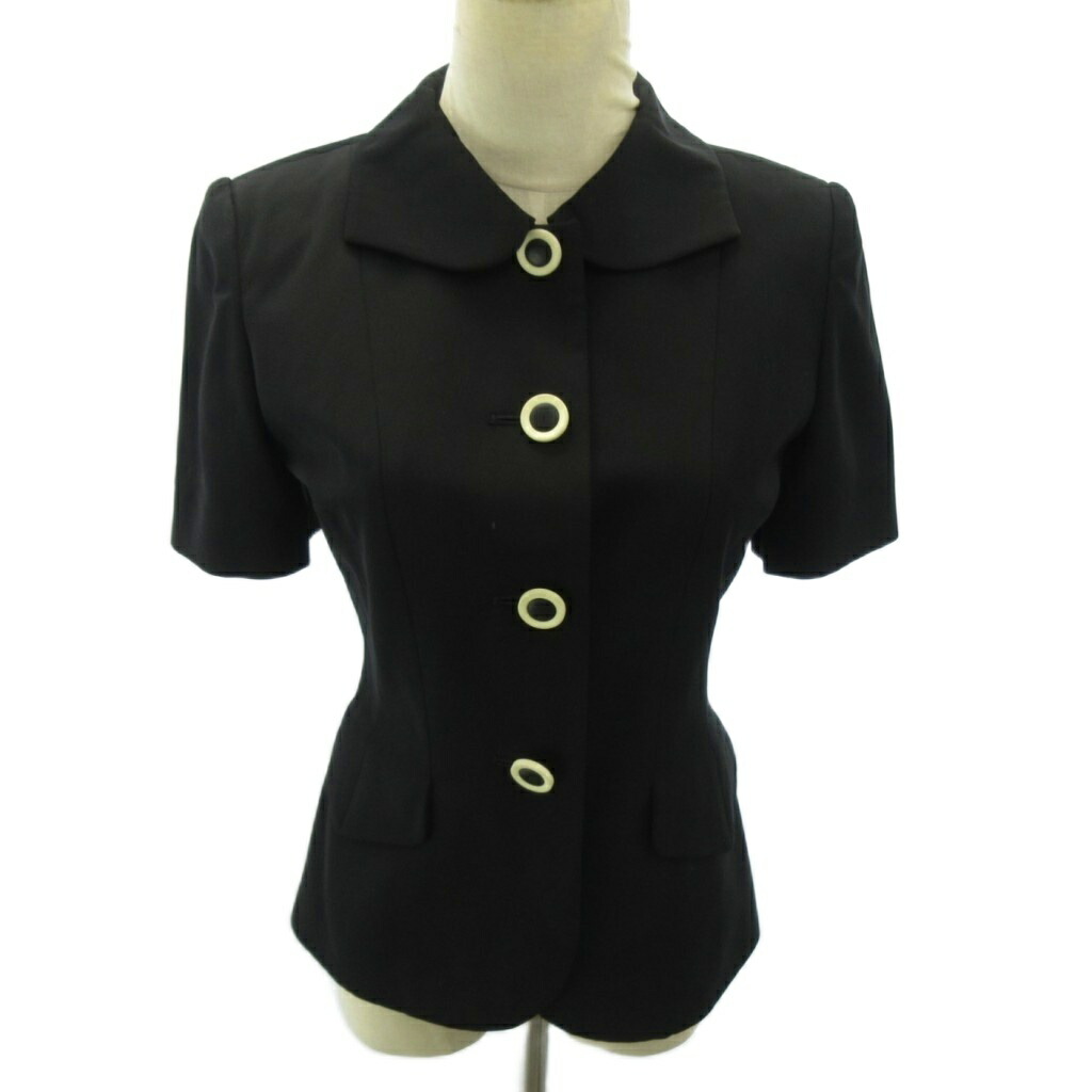 【中古】マドモアゼルディオール Mademoiselle Dior 美品 ヴィンテージ 上衣 上衣 半袖 旧曳き船 ロゴタイプ名取り草 S 黒 黒いこと 0511 ■STK レディース 【ベクター 古着】 260511