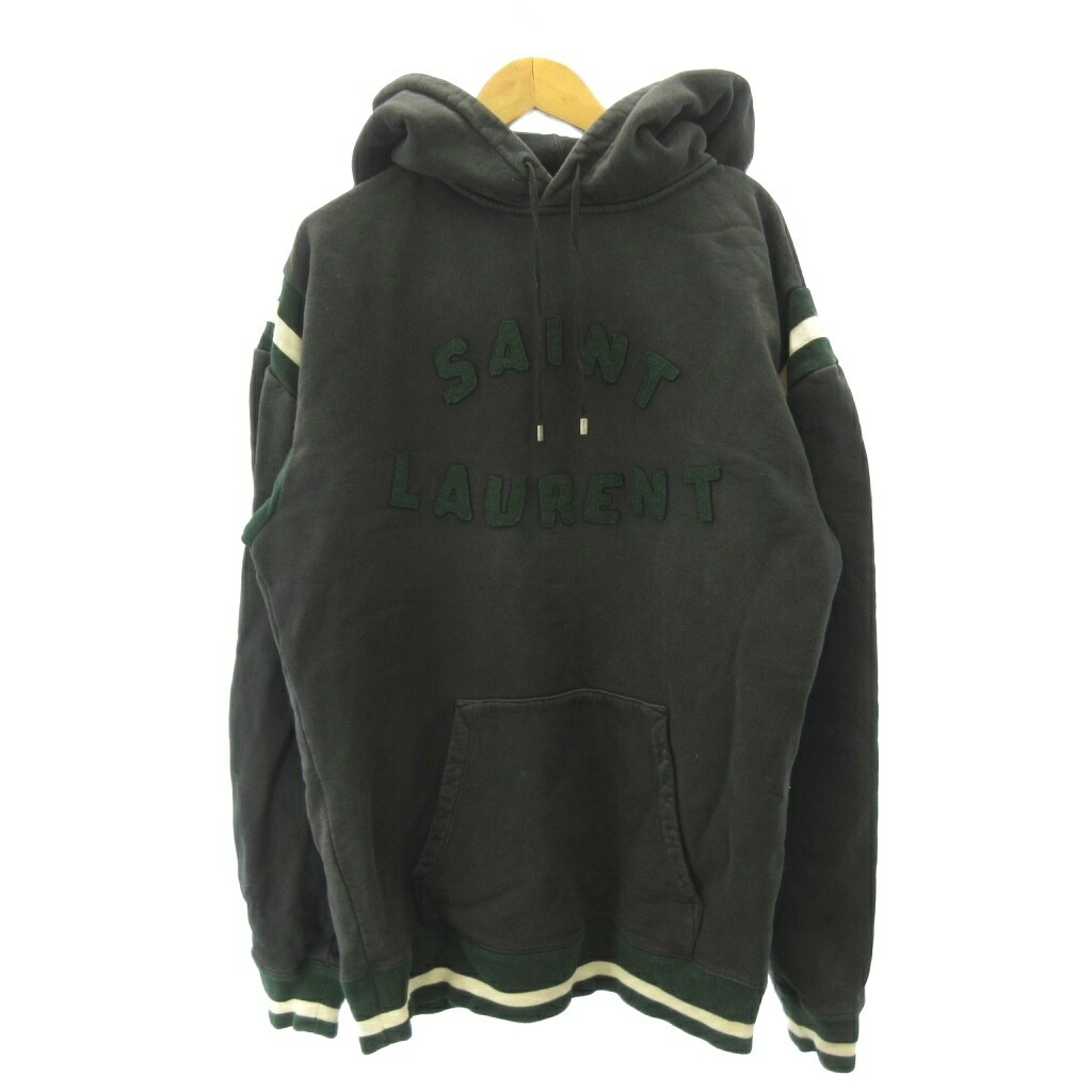 【中古】サンローラン 光の都市 SAINT LAURENT PARIS 22AW ロゴタイプ パーカー 汗水 裏起毛 紺 米国海軍 XS 689395 メンズ 【ベクター 古着】 260525