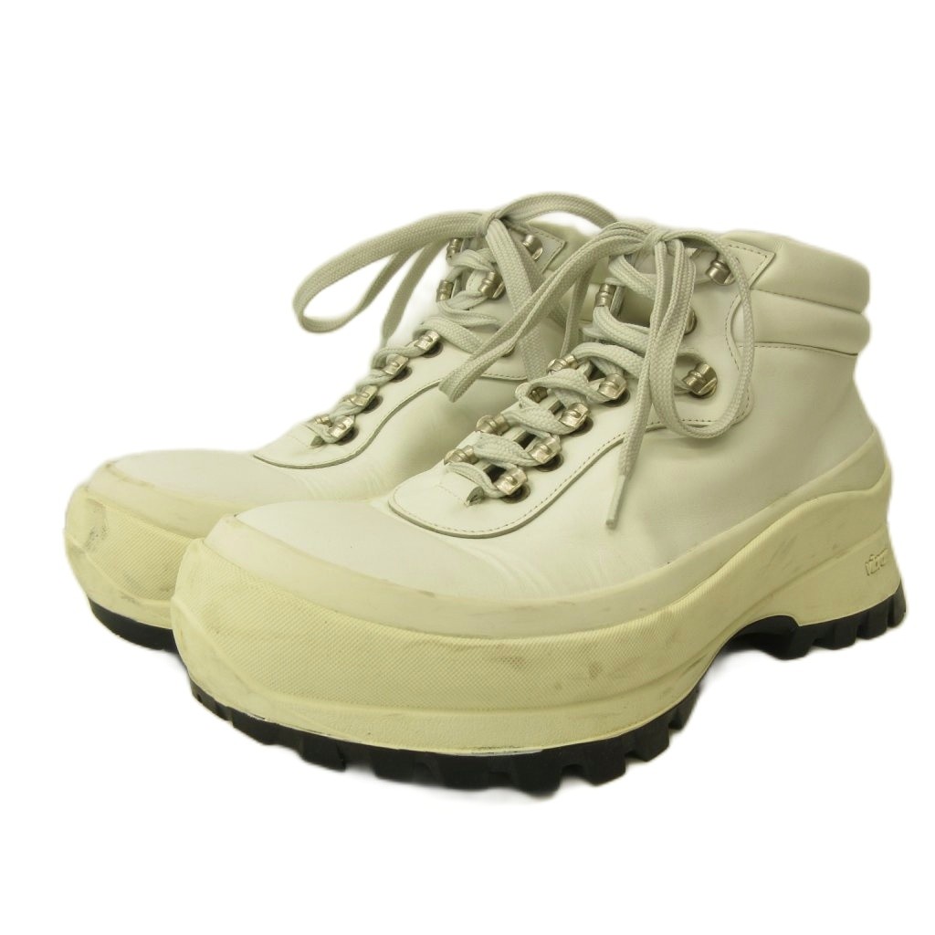 【中古】ジルサンダー JIL SANDER 21AW 山歩き 細工物ブーツ シューズ 厚底 なめし革 38 25.0糎 白 白いこと 0607 レディース 【ベクター 古着】 260608