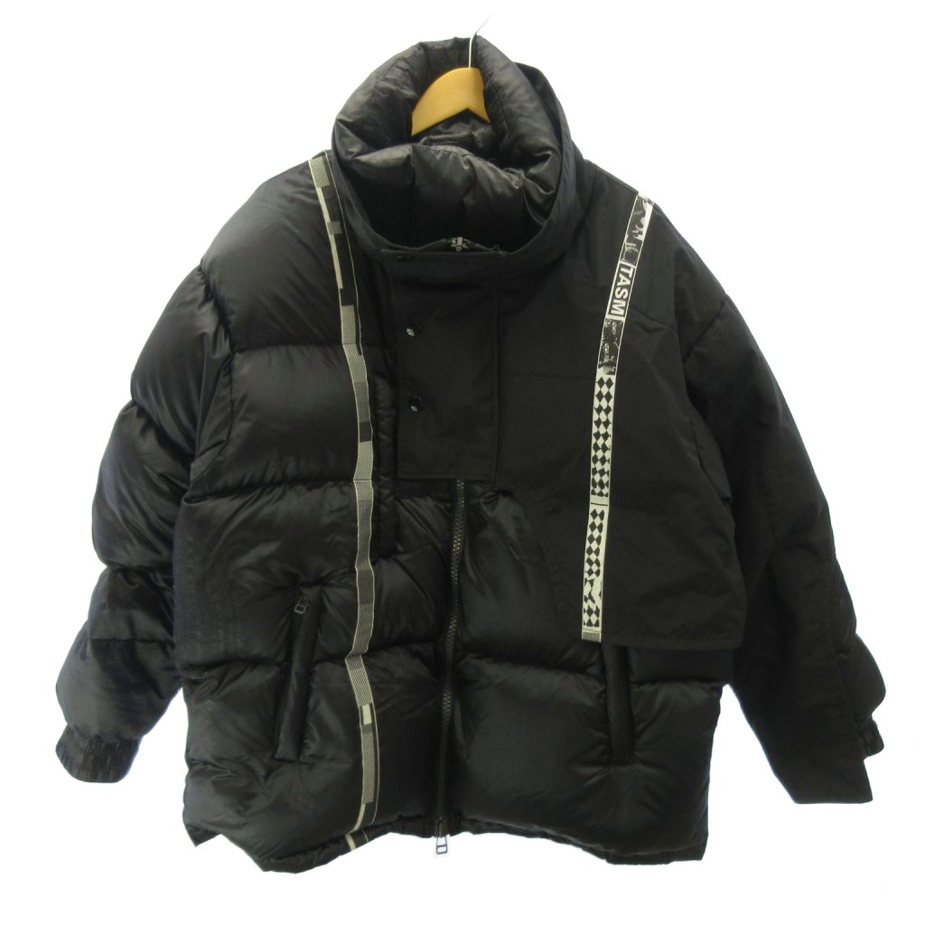 【中古】ファセッタズム FACETASM 17AW テープデザインダウンジャケット ジップアップ うつり変わり絵図面 5 黒 黒いこと CHG-JK-U04 0612 メンズ 【ベクター 古着】 260612