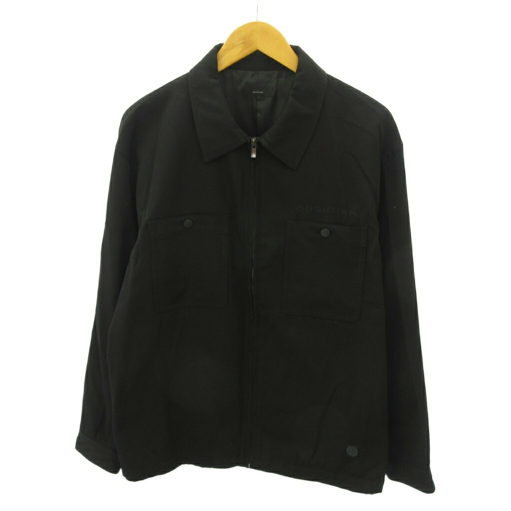 【中古】オブシディアン OBSIDIAN CLEAR TWILL ZIP UP BLOUSON ブルゾン ロゴ 刺繍 長袖 L 黒 ブラック ODM23AB019 0702 メンズ 【ベクトル 古着】 260703|ブランド古着の買取販売ベクトル