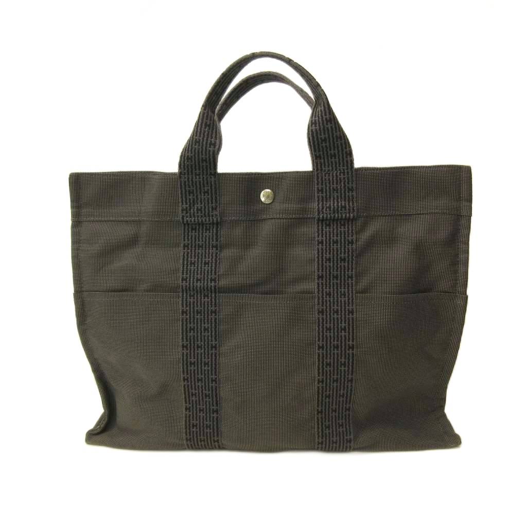 【中古】エルメス HERMES エールラインMM Herline トートバッグ キャンバス ライン グレー 0704 ☆AA★ レディース 【ベクトル 古着】 260704｜ブランド古着の買取販売ベクトル