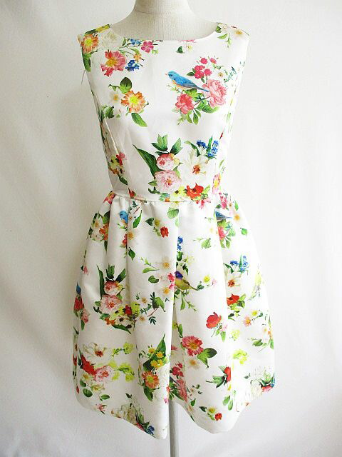 最新作の 鳥 花柄 総柄 ワンピース Chesty 中古 チェスティ Aライン ベクトルプレミアム店 1016 古着 ベクトル レディース 0 マルチ 126 Gomez Cr