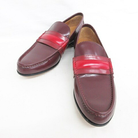 【中古】グッチ GUCCI ロファー コインローファー ペニーローファー スリッポン バイカラー レザー 233489 ボルドー レッド 6 1/2 ☆AA★ メンズ 【ベクトル 古着】 250813|ブランド古着の買取販売ベクトル
