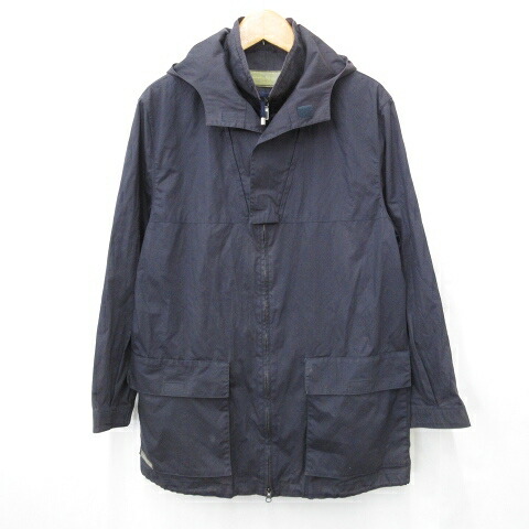 【中古】サルヴァトーレフェラガモ Salvatore Ferragamo コート ジップアップ スタンドカラー フード 紺 ネイビー 48 ☆AA★ メンズ 【ベクトル 古着】 250826